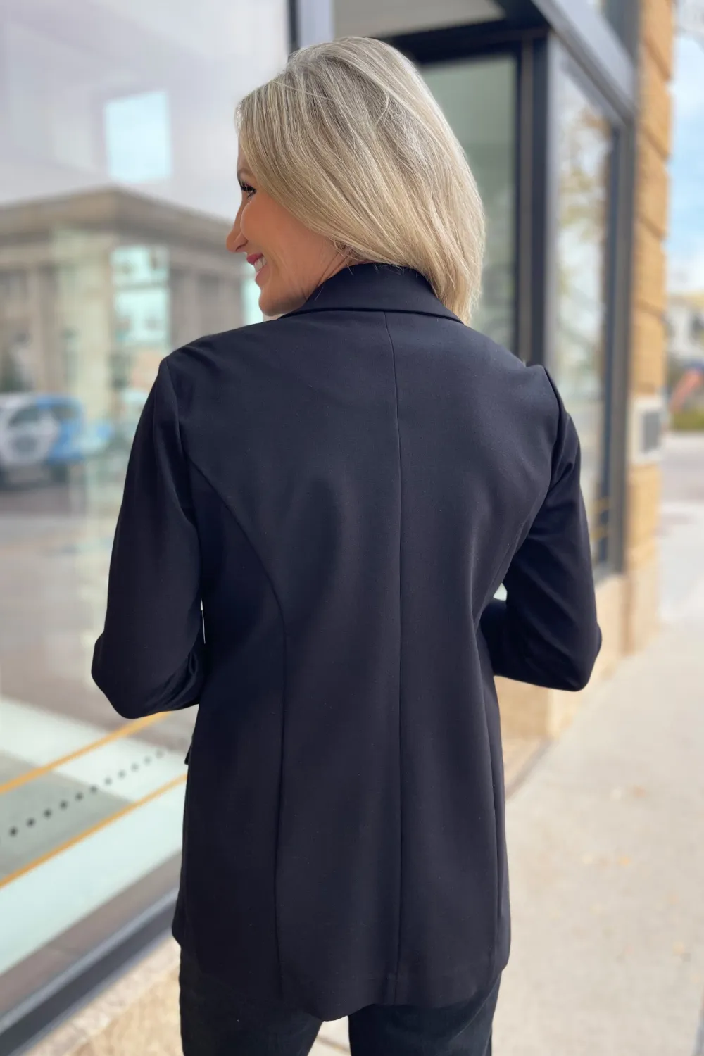 Solid Boyfriend Blazer W/ Princess Darts